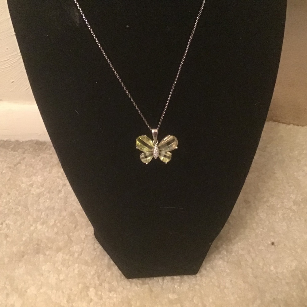 CITRINE CRYSTAL BUTTERFLY DROP NECKLACE